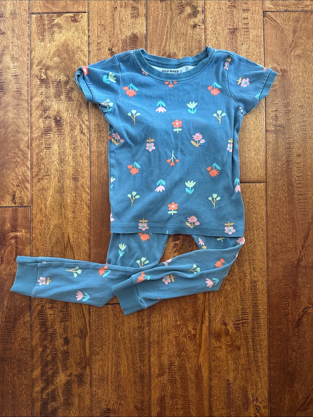 Old Navy Blue Floral Short-Sleeve Kids Pajama Set